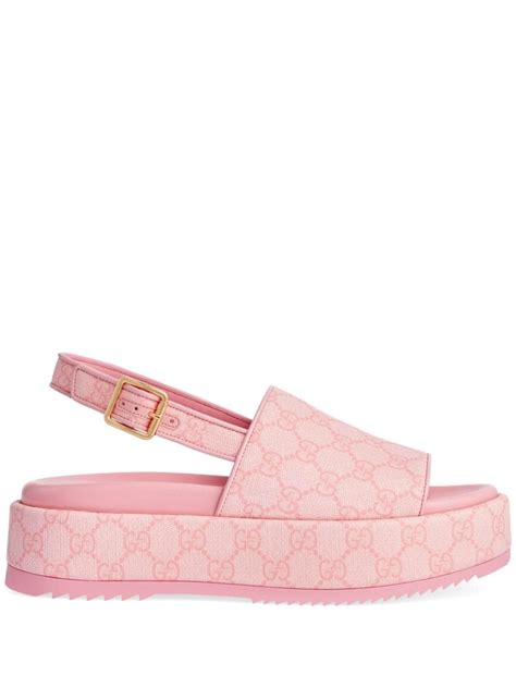 gucci logo platform espadrille pink|Gucci slide sandals.